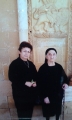 Η μακαριστή Στυλιανή με τη μακαριστή μητέρα της Μηλιά, έξω απο τον ιερό ναό του Αγίου Μάμαντος στην κατεχόμενη Μόρφου